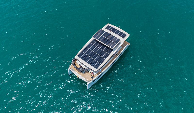 First Silent 60 oceangoing solar electric catamaran with kite wing ...